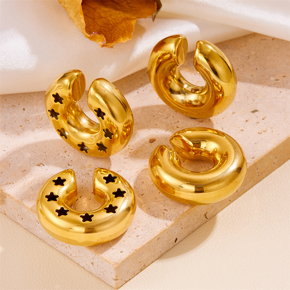 1 Pair Simple Style Classic Style C Shape U Shape Plating Titanium Steel 18K Gold Plated Ear Cuffs display picture 8
