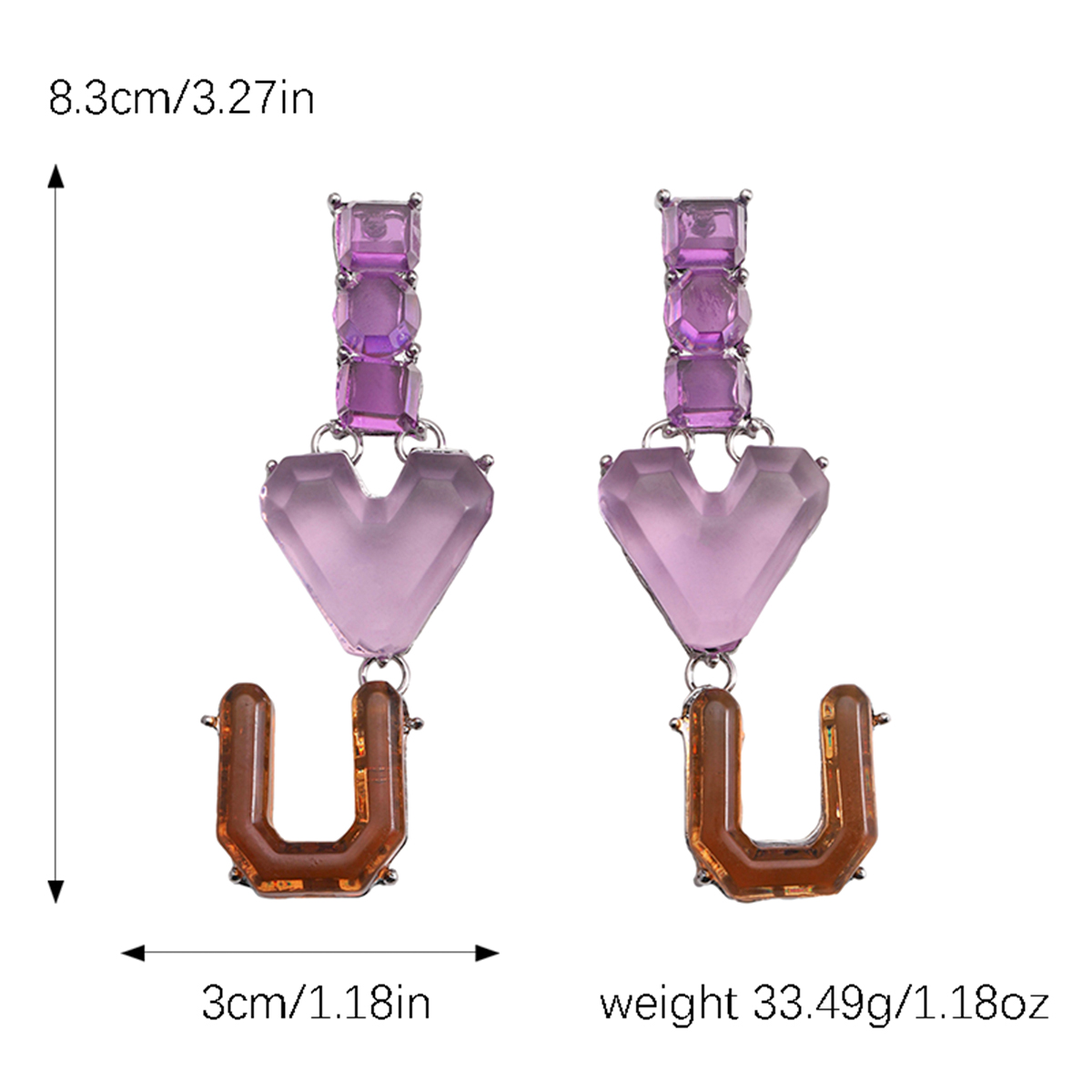 1 Pair Vintage Style Simple Style Square Plating Inlay Synthetic Resin Resin Silver Plated Drop Earrings display picture 1