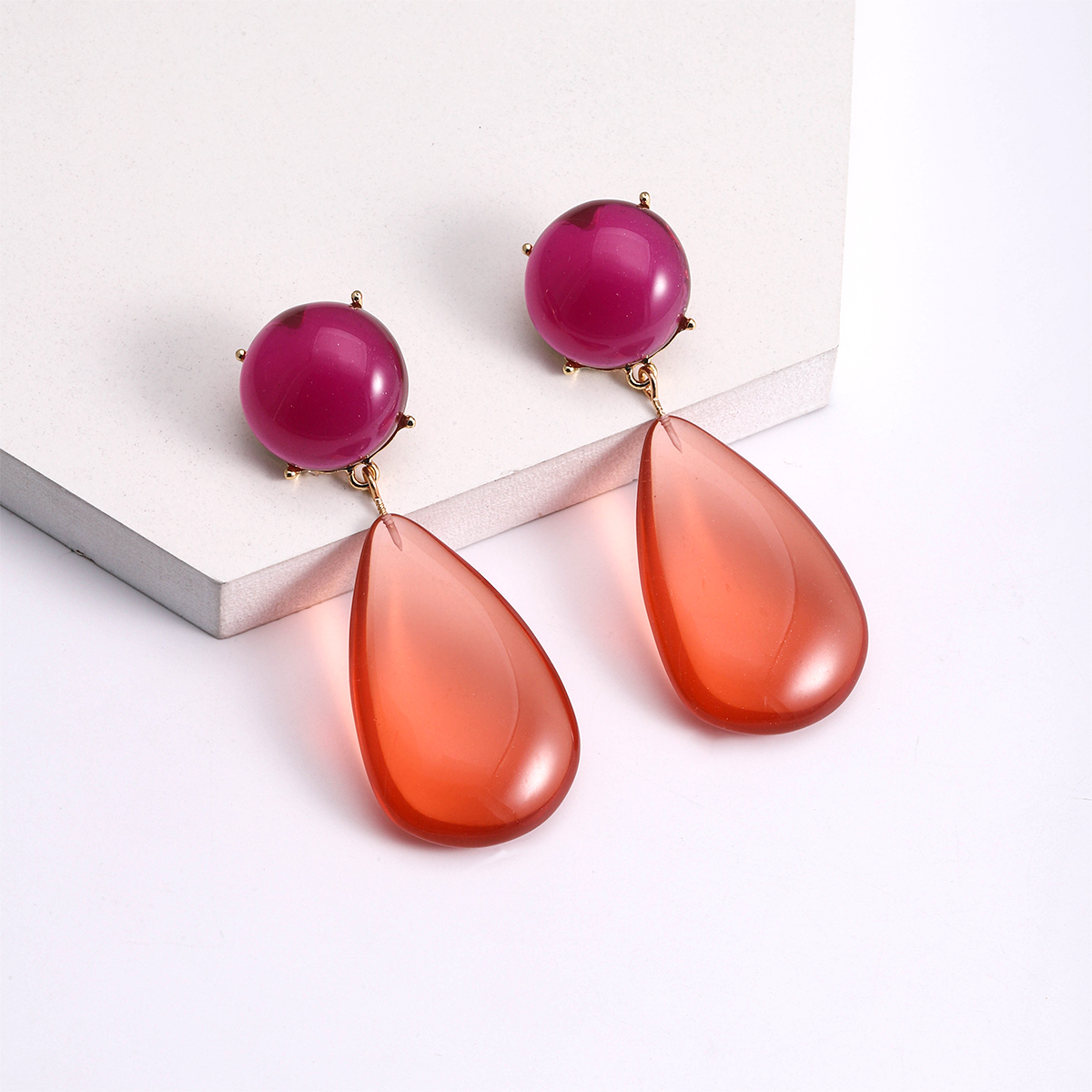 1 Pair Commute Irregular Water Droplets Plating Resin Silver Plated Drop Earrings display picture 5