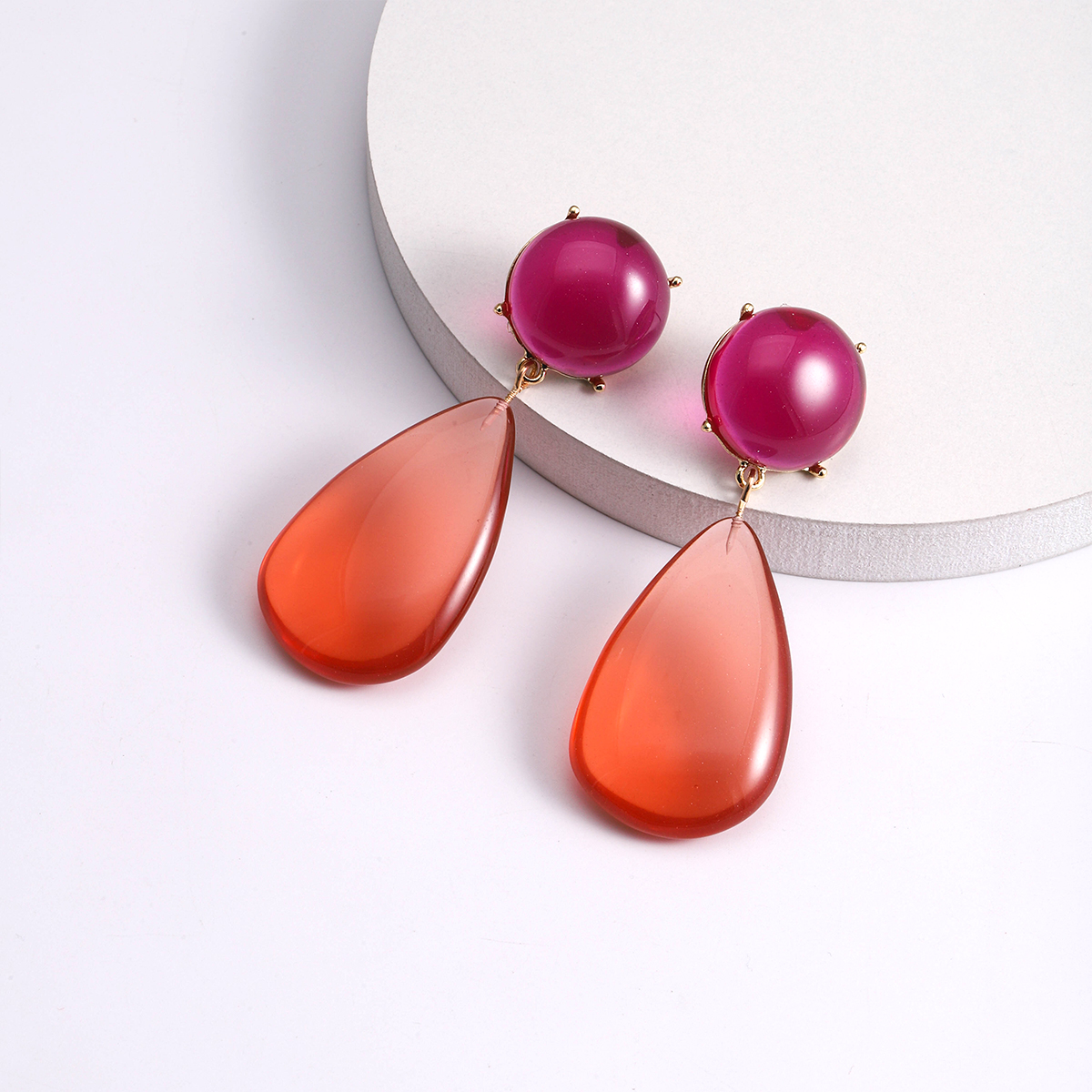 1 Pair Commute Irregular Water Droplets Plating Resin Silver Plated Drop Earrings display picture 2