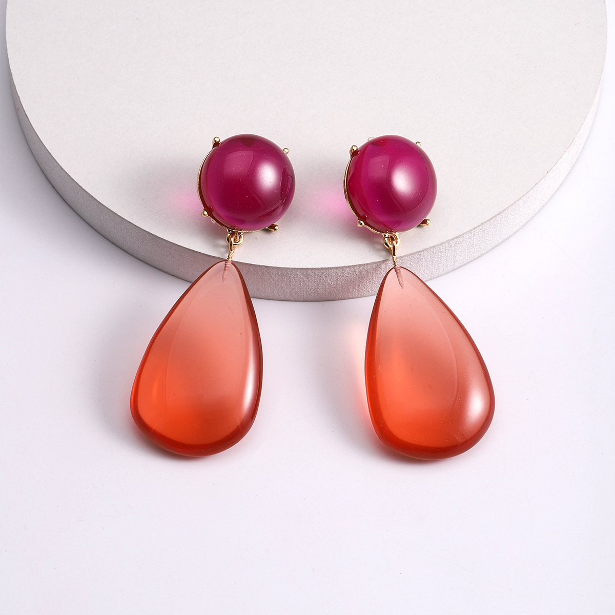 1 Pair Commute Irregular Water Droplets Plating Resin Silver Plated Drop Earrings display picture 3