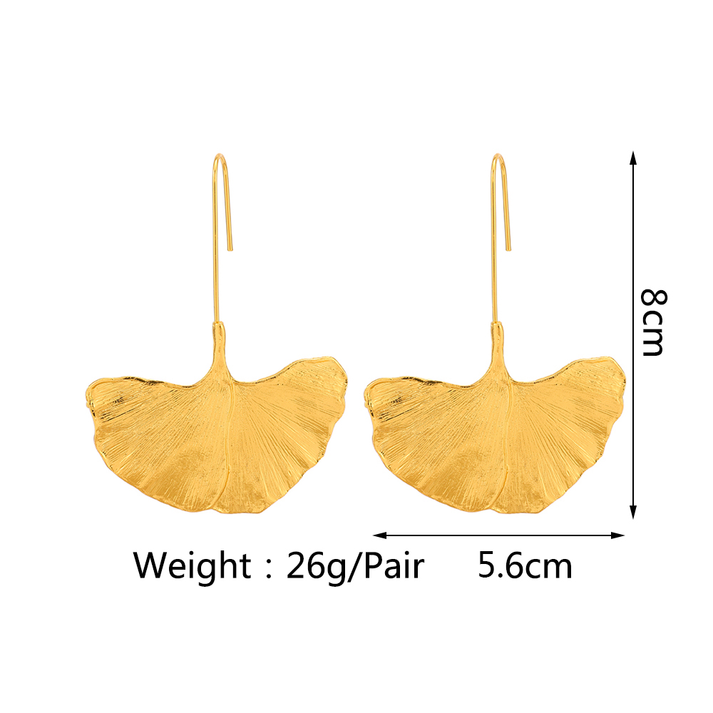 1 Paire Luxueux Feuilles Placage Alliage De Zinc Plaqué Or Boucles D'oreilles Pendantes display picture 1