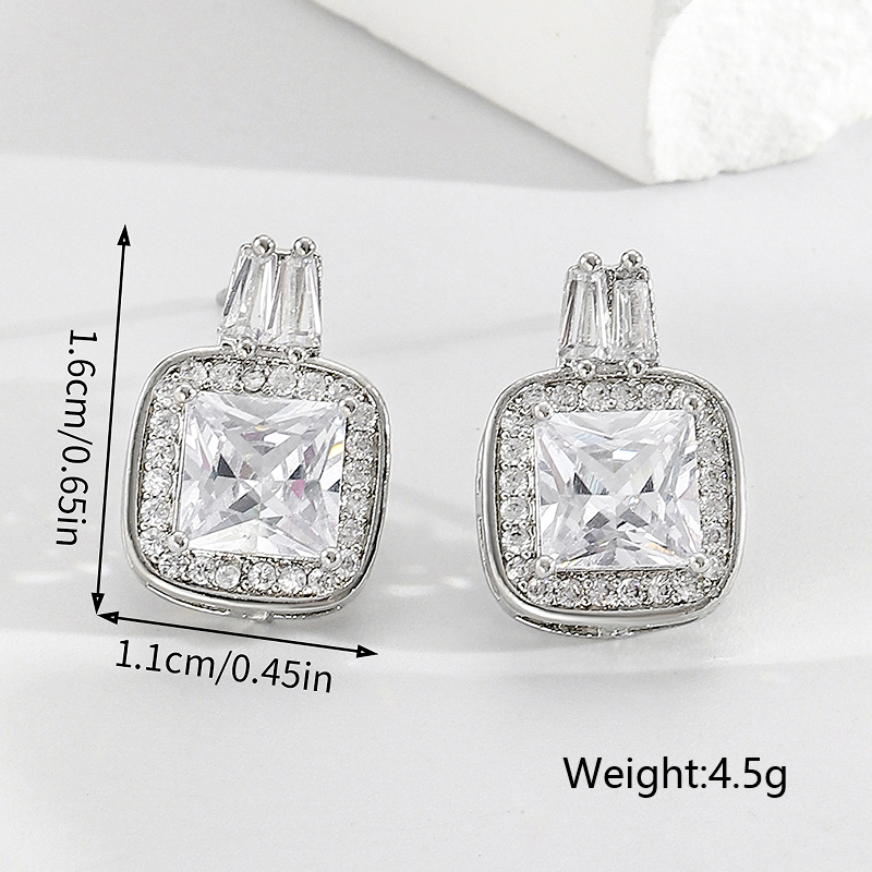 1 Pair Simple Style Shiny Square Plating Inlay Copper Zircon Drop Earrings display picture 4