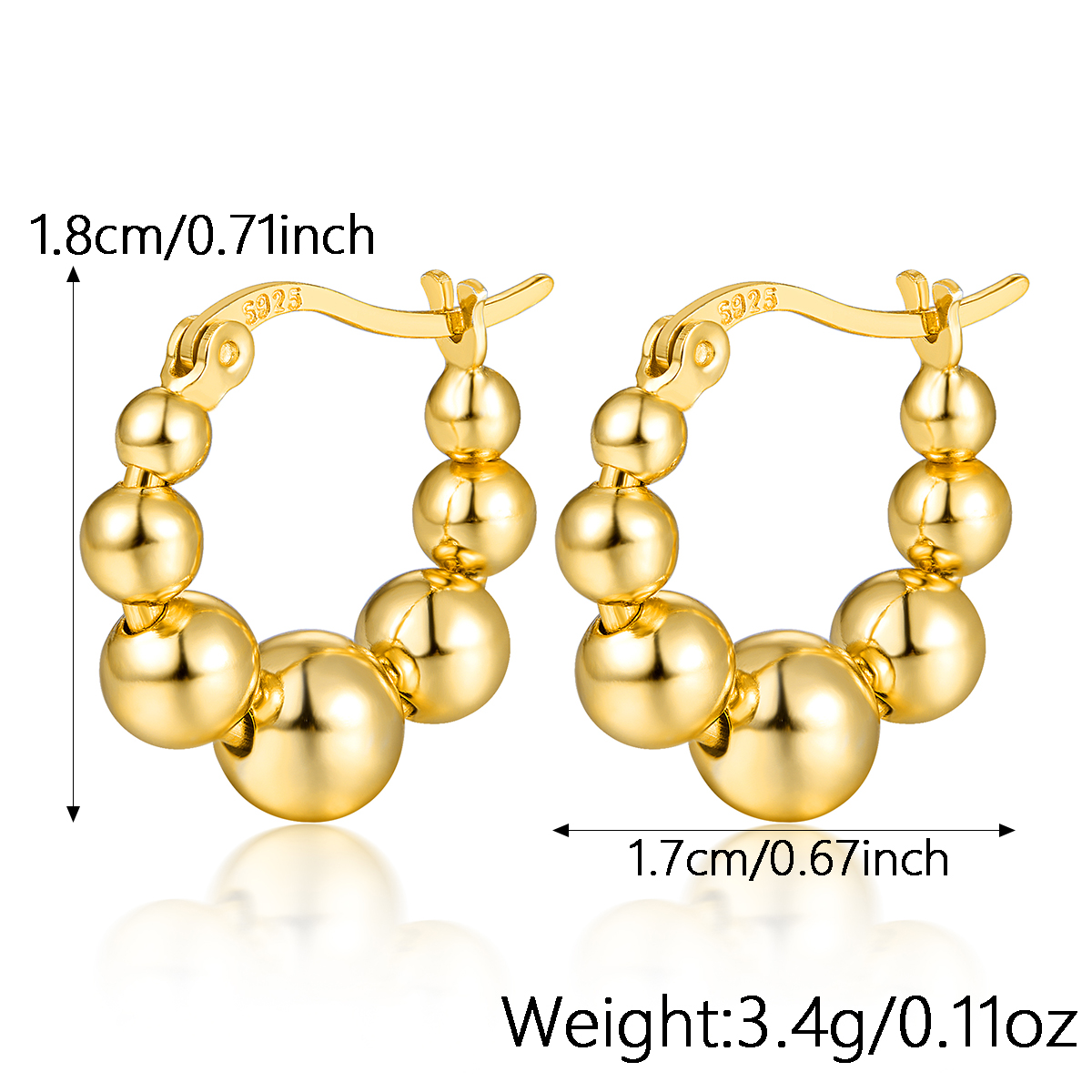 1 Pair Casual Streetwear Round Plating Sterling Silver 18k Gold Plated Rhodium Plated Earrings display picture 1