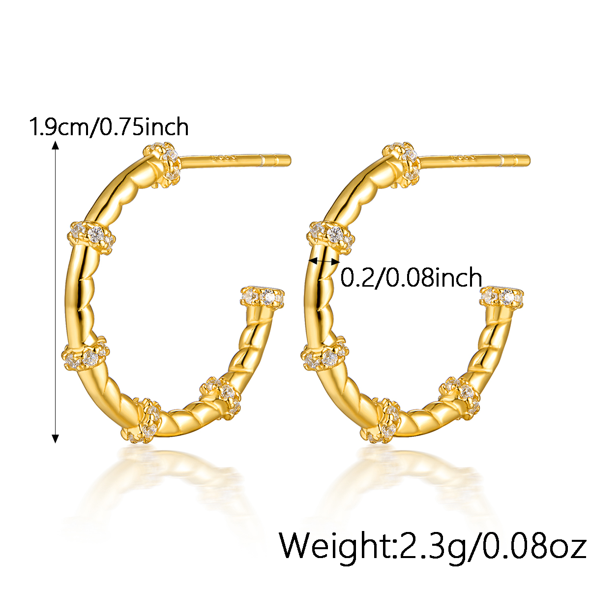 1 Pair Casual Shiny Round Plating Inlay Sterling Silver Zircon 18k Gold Plated Rhodium Plated Ear Studs display picture 1