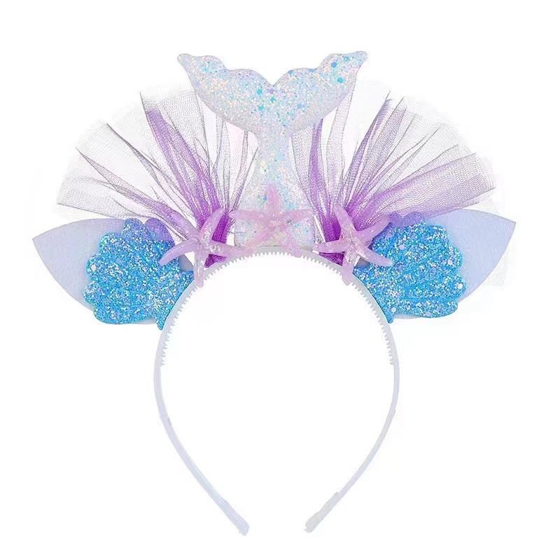 Simple Style Classic Style Mermaid Sequin Pu Leather Gauze Inlay Artificial Rhinestones Hair Band display picture 3