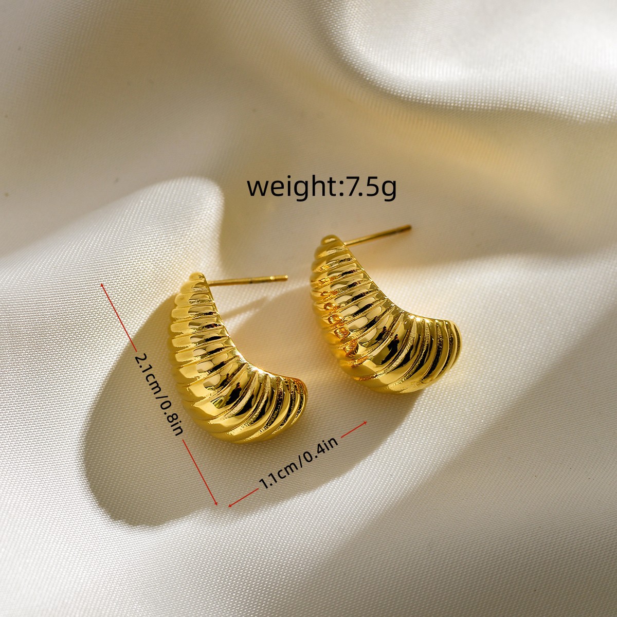 1 Pair Simple Style Commute Solid Color Plating Stainless Steel Gold Plated Ear Studs display picture 2