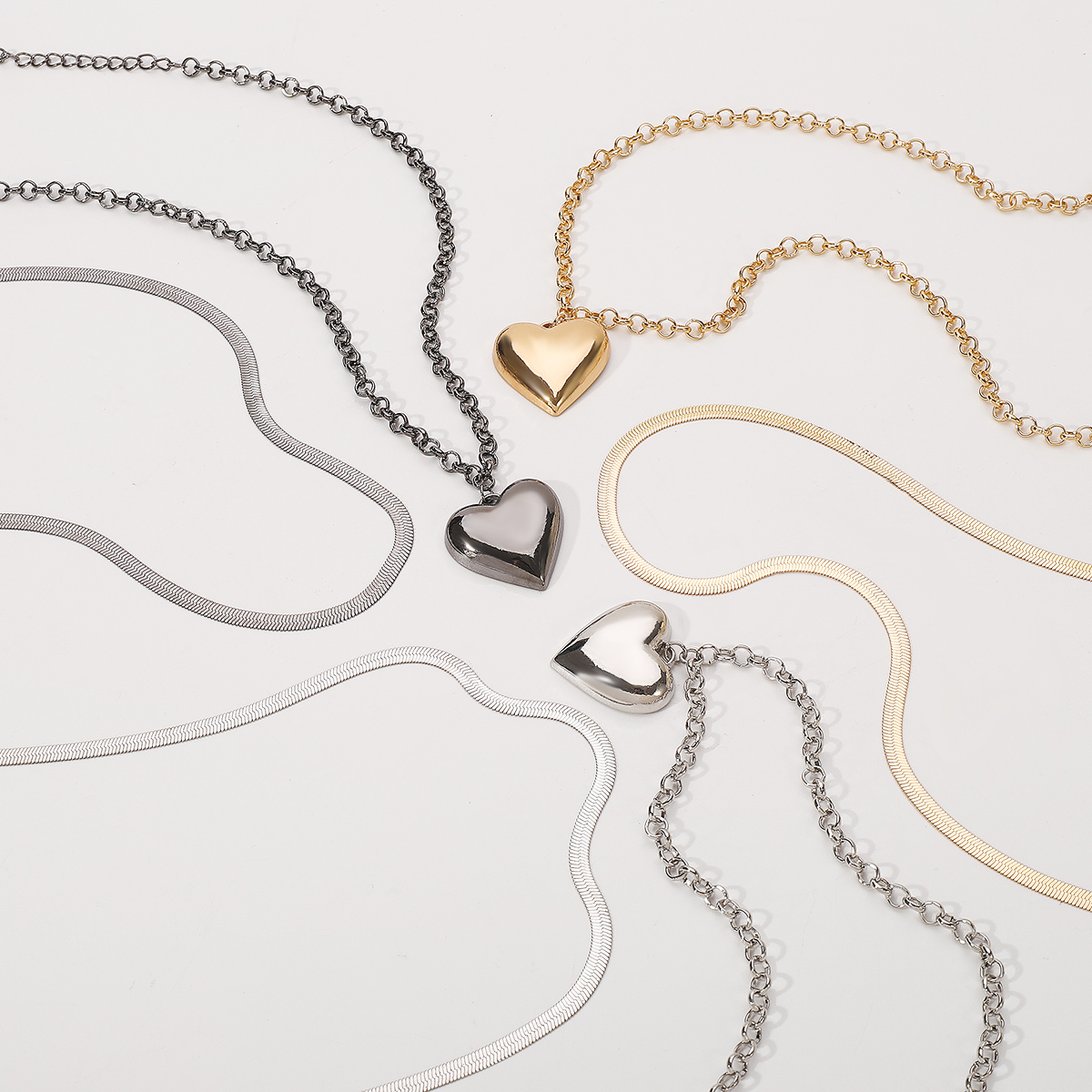 Modern Style Sweet Simple Style Heart Shape Alloy Women's Bracelets Necklace display picture 7