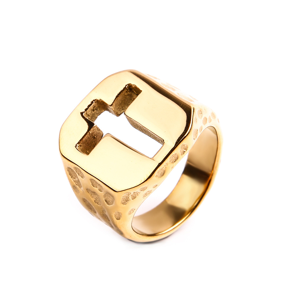 Rock Ropa De Calle Cruzar Acero Titanio Enchapado Chapados en oro de 18k Hombres Anillos display picture 4