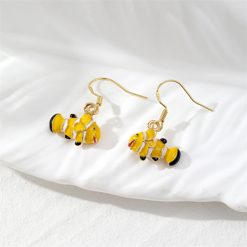 1 Pair Casual Cute Simple Style Color Block Enamel Alloy Drop Earrings display picture 3