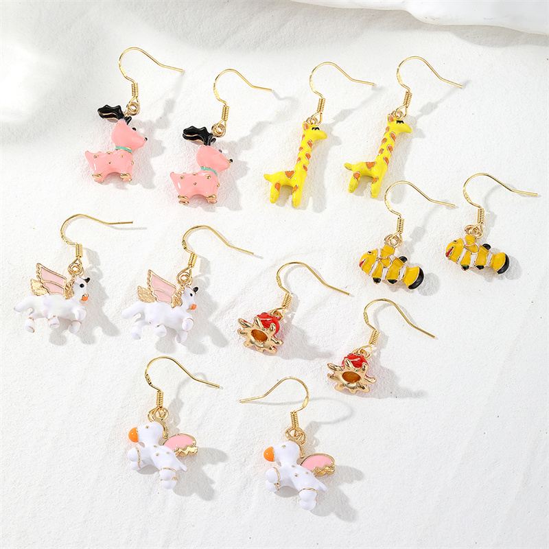 1 Pair Casual Cute Simple Style Color Block Enamel Alloy Drop Earrings display picture 4