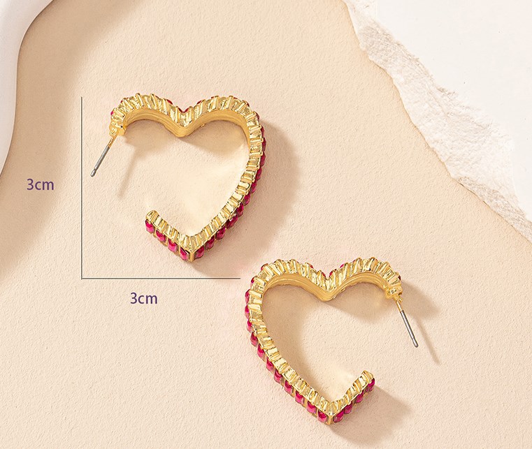 1 Pair Simple Style Heart Shape Plating Inlay Alloy Glass Gold Plated Ear Studs display picture 11