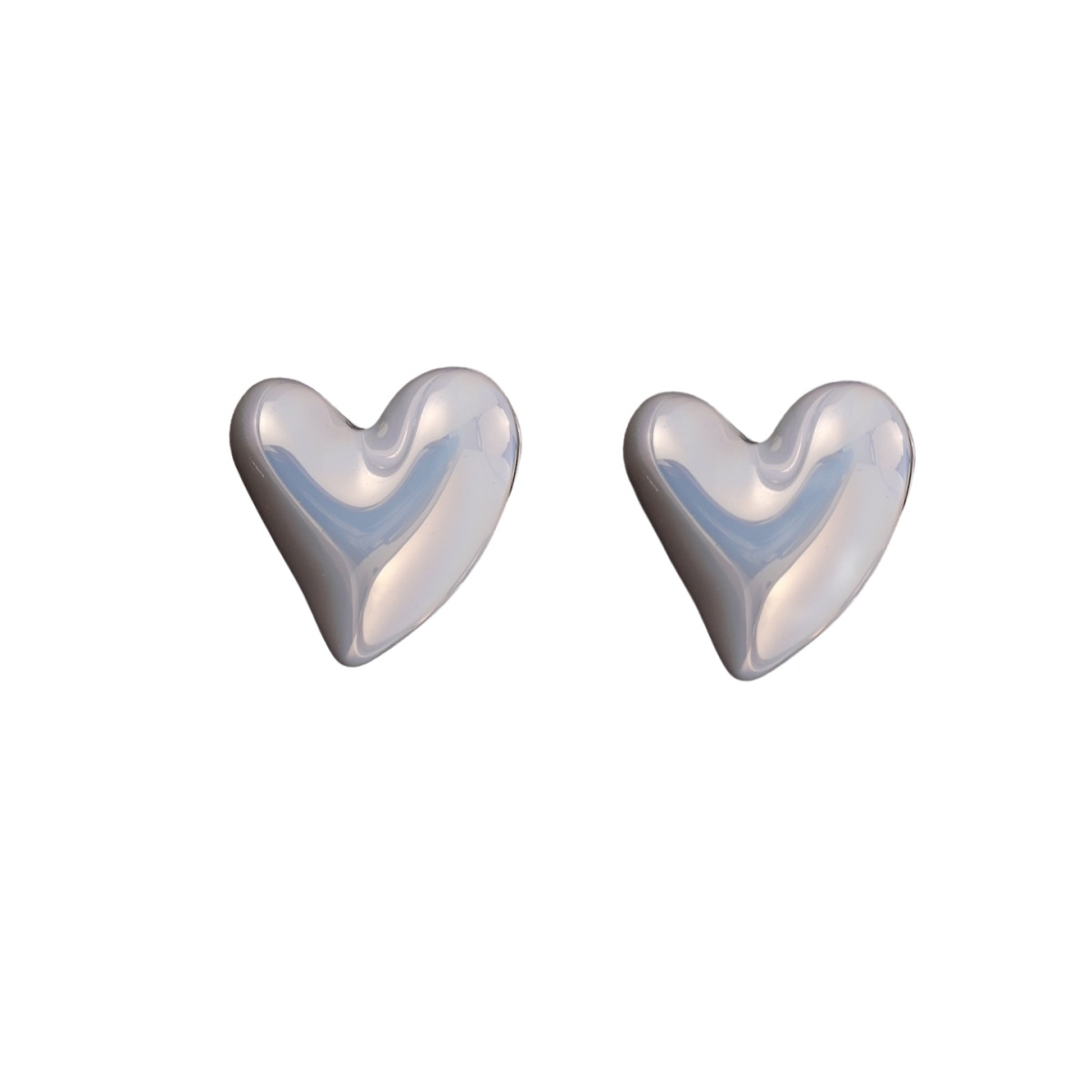 1 Pair Simple Style Heart Shape Stamping Resin Ear Studs display picture 5