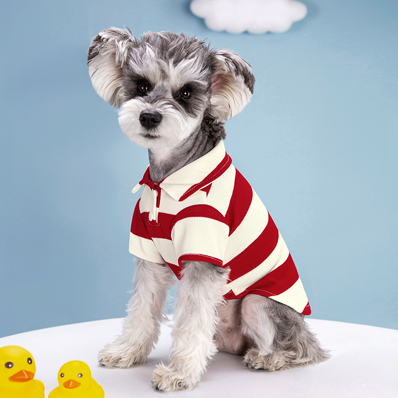 Casual Simple Style Polyester Stripe Lapel Pet Clothing display picture 3