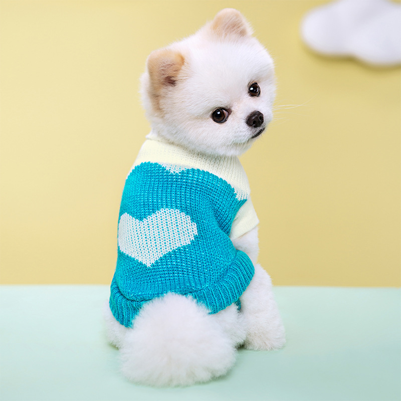 Casual Simple Style Yarn Stripe Heart Shape Rhombus Warm Pet Clothing display picture 4