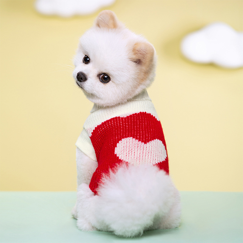 Casual Simple Style Yarn Stripe Heart Shape Rhombus Warm Pet Clothing display picture 5