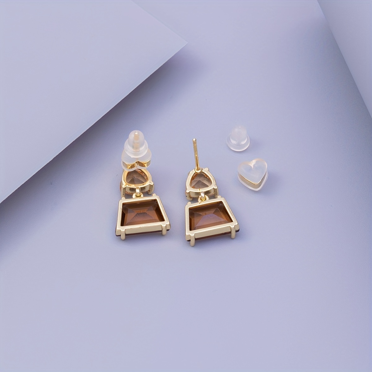 1 Pair Simple Style Commute Bag Plating Inlay Copper Artificial Gemstones Glass Glass Stone Gold Plated Drop Earrings display picture 4