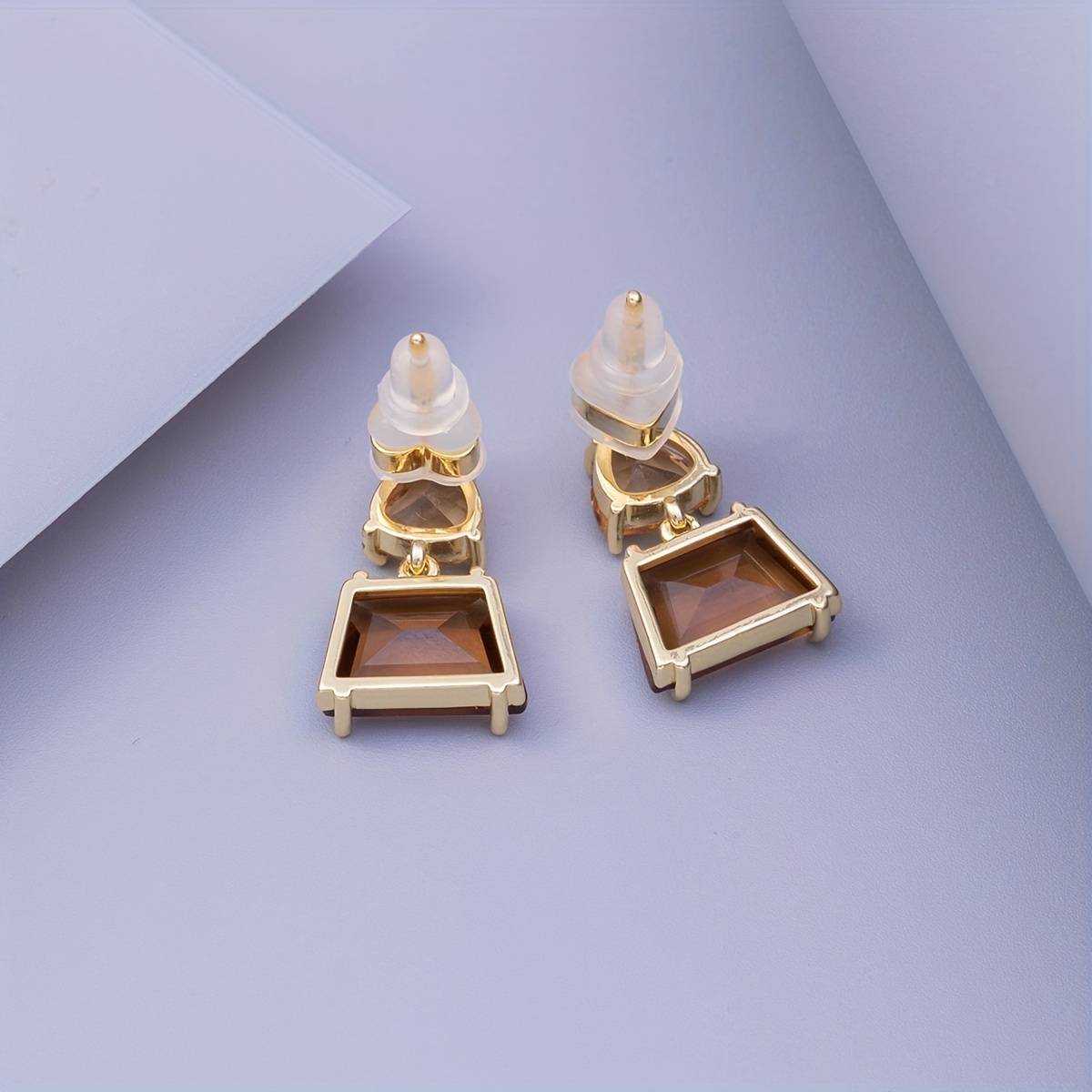 1 Pair Simple Style Commute Bag Plating Inlay Copper Artificial Gemstones Glass Glass Stone Gold Plated Drop Earrings display picture 6