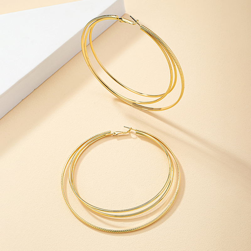 Wholesale Jewelry Simple Style Classic Style Solid Color Alloy Ferroalloy 14k Gold Plated Plating Hoop Earrings display picture 2