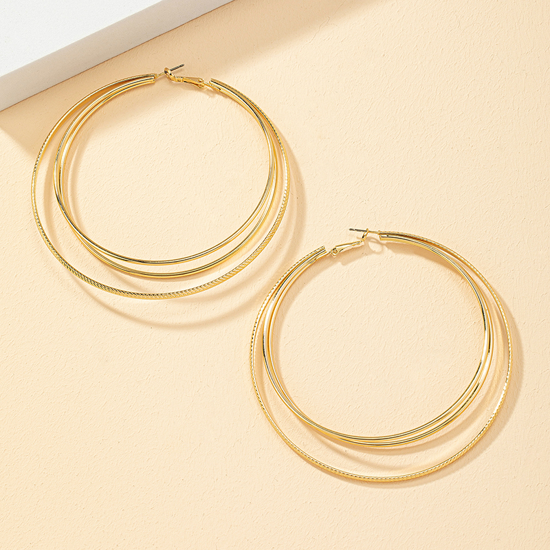 Wholesale Jewelry Simple Style Classic Style Solid Color Alloy Ferroalloy 14k Gold Plated Plating Hoop Earrings display picture 5