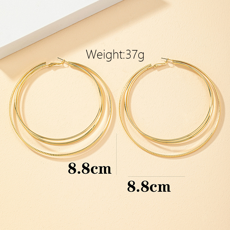 Wholesale Jewelry Simple Style Classic Style Solid Color Alloy Ferroalloy 14k Gold Plated Plating Hoop Earrings display picture 3