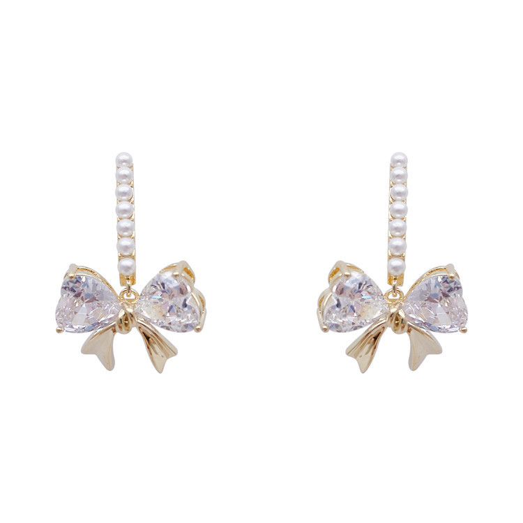 1 Pair Simple Style Classic Style Circle Square Bow Knot Alloy Rhinestones Drop Earrings Ear Hook display picture 13