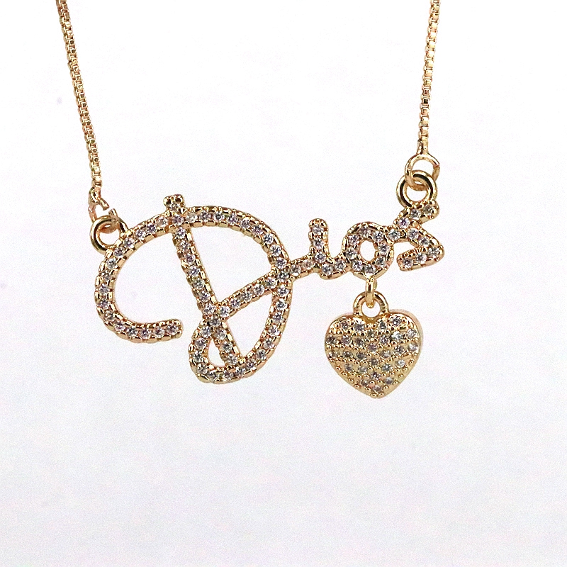 Einfacher Stil Herzform Metall Inlay Diamant Zirkon Frau Halskette Mit Anhänger display picture 6