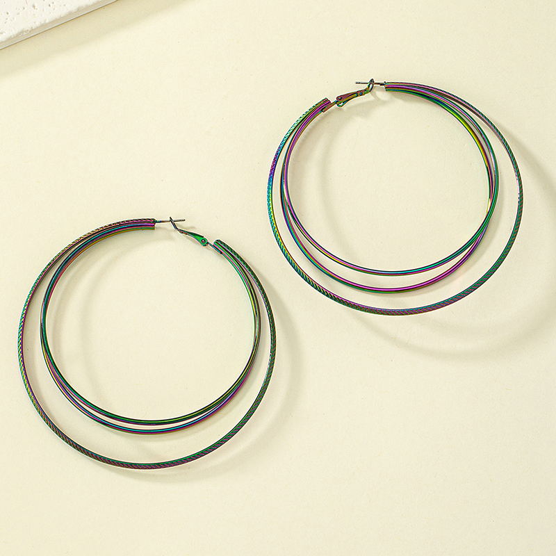 Wholesale Jewelry Elegant Color Block Alloy Ferroalloy Hoop Earrings display picture 1