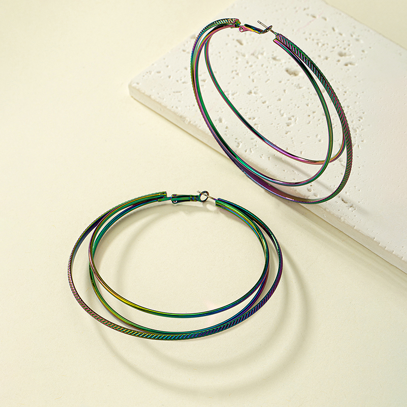 Wholesale Jewelry Elegant Color Block Alloy Ferroalloy Hoop Earrings display picture 3