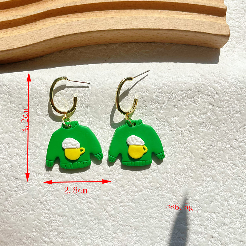 1 Pair Simple Style Commute Four Leaf Clover Plating Soft Clay 14k Gold Plated Drop Earrings display picture 3