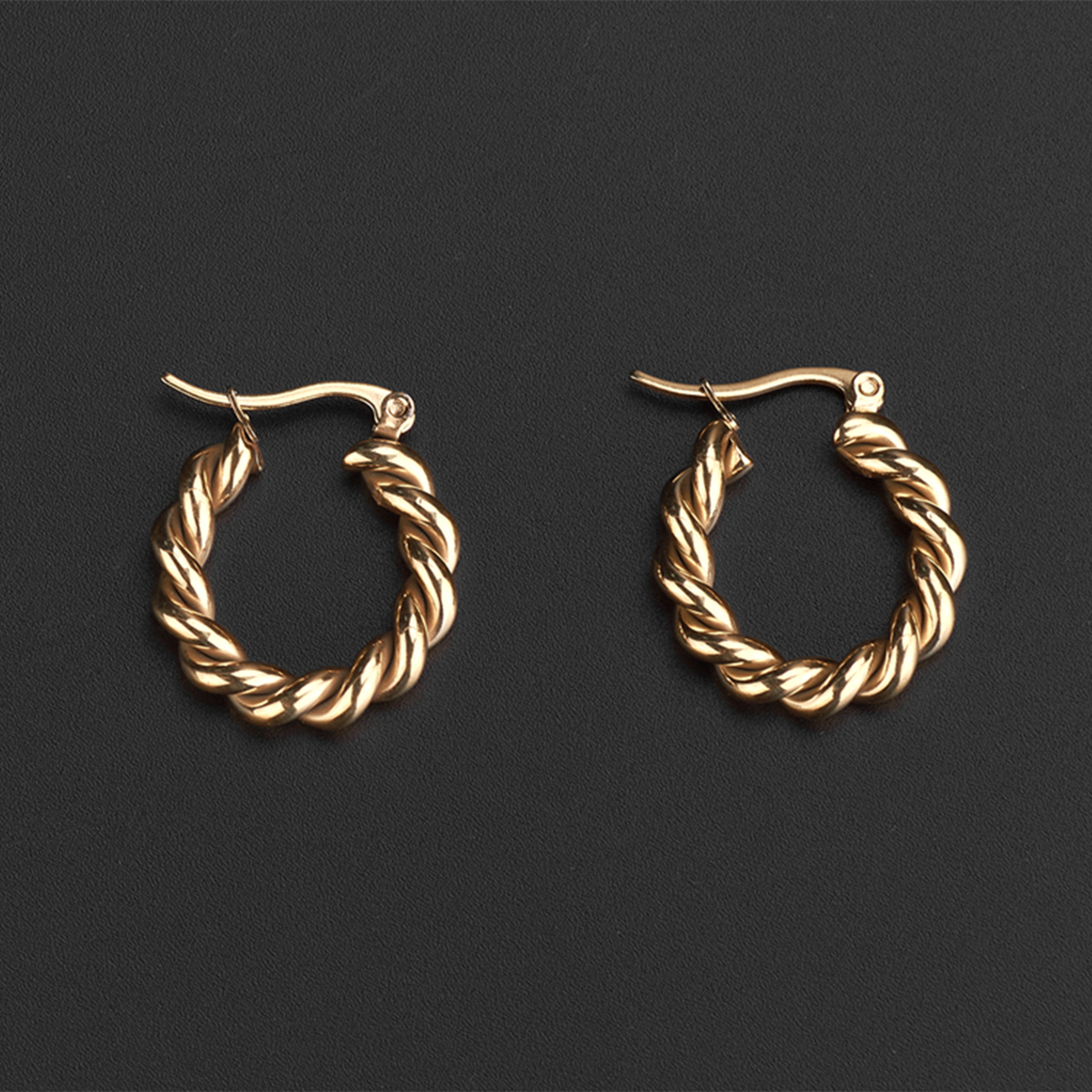 1 Pair Retro Twist Plating 304 Stainless Steel 18K Gold Plated Earrings display picture 2