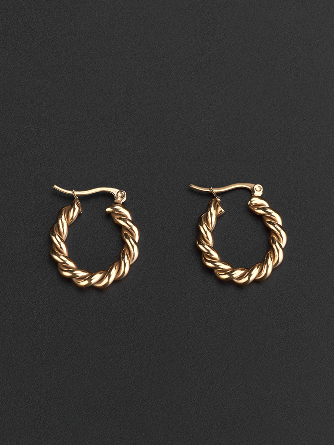 1 Pair Retro Twist Plating 304 Stainless Steel 18K Gold Plated Earrings display picture 3