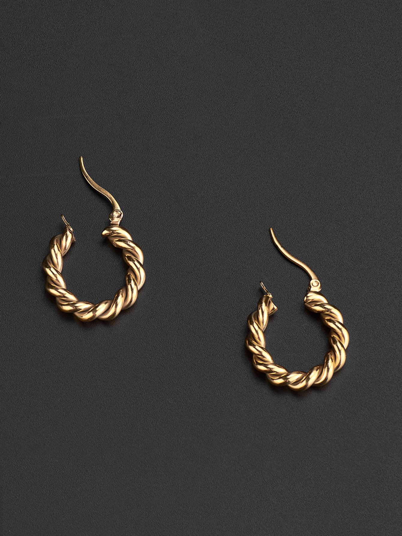 1 Pair Retro Twist Plating 304 Stainless Steel 18K Gold Plated Earrings display picture 4