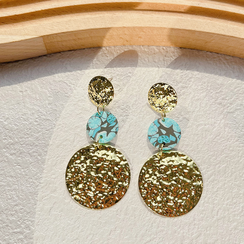 1 Pair Pastoral Classic Style Round Dots Ditsy Floral Plating Alloy Soft Clay 14k Gold Plated Drop Earrings display picture 11
