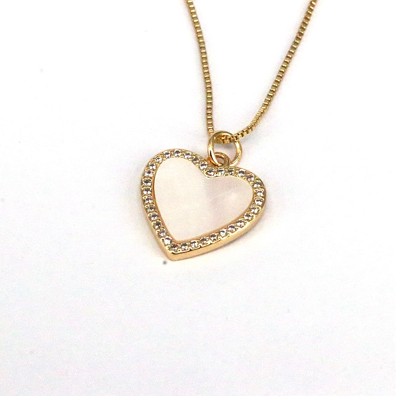 Simple Style Heart Shape Shell Plating Inlay Zircon Gold Plated Women's Pendant Necklace display picture 4