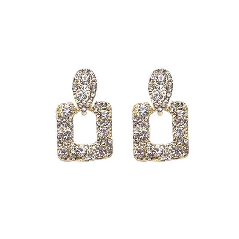 1 Pair Ig Style Simple Style Square Inlay Alloy Zircon Ear Studs display picture 5