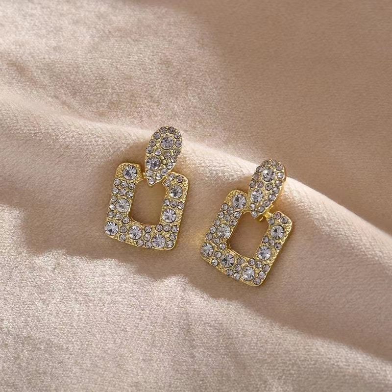 1 Pair Ig Style Simple Style Square Inlay Alloy Zircon Ear Studs display picture 2