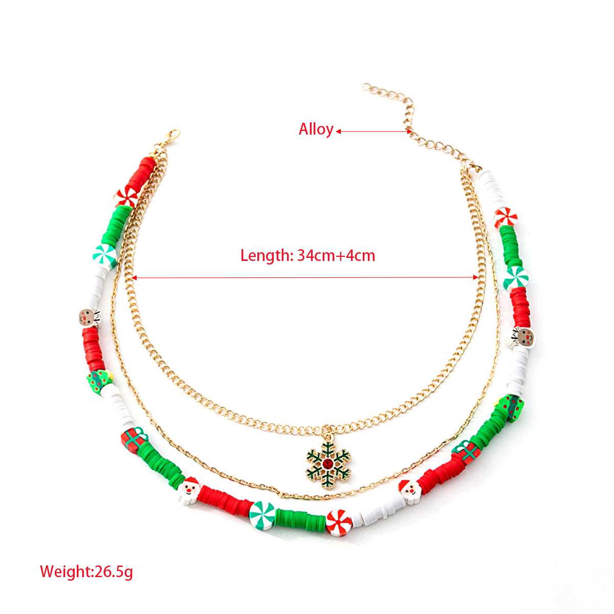 Cute Christmas Tree Bell Snowflake Alloy Plating Inlay Crystal Gold Plated Christmas Unisex Pendant Necklace display picture 1