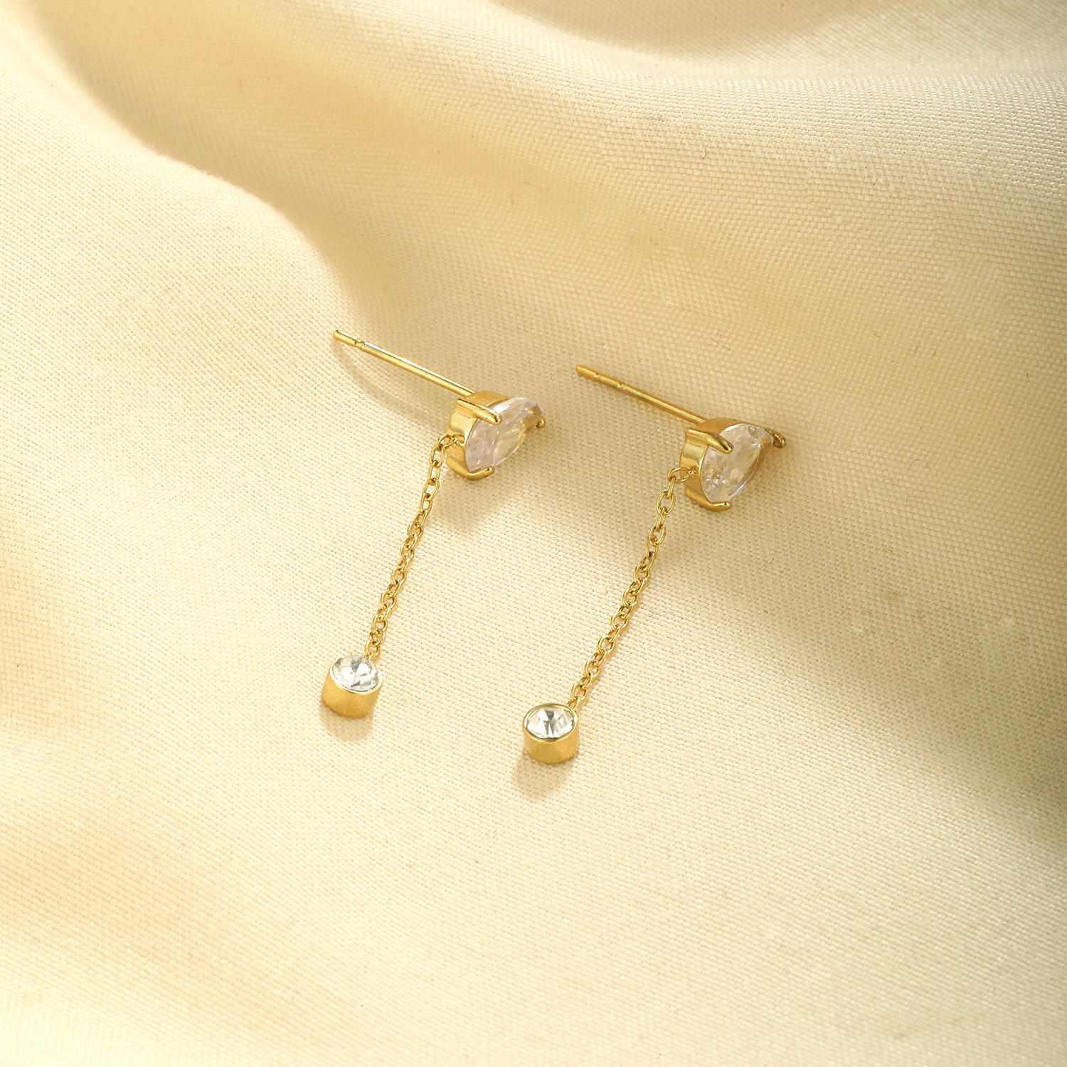 1 Paire Style Simple Style Classique Couleur Unie Placage Incruster Acier Inoxydable Diamant Artificiel Boucles D'oreilles display picture 10