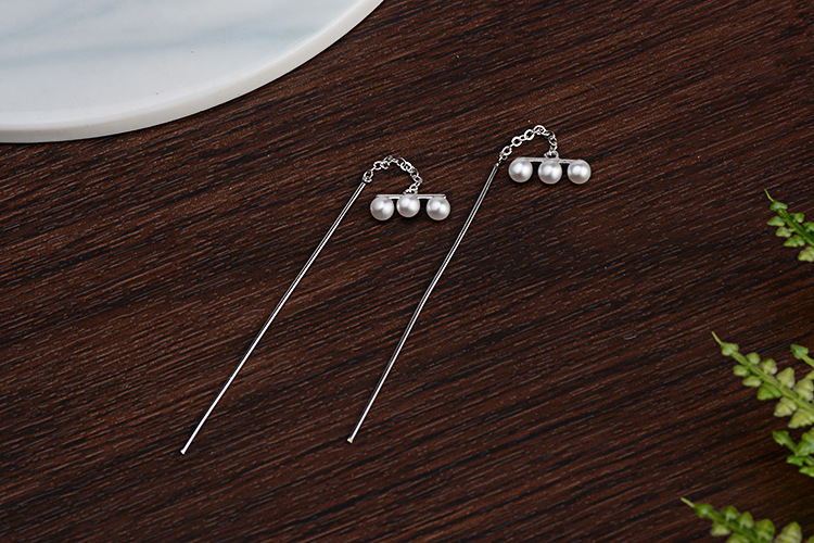 1 Pair Simple Style Solid Color Inlay Copper Pearl White Gold Plated Drop Earrings display picture 2