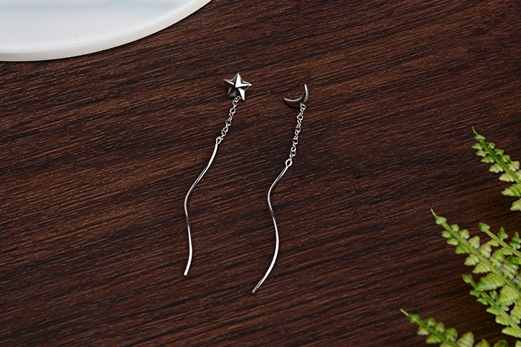 1 Paire Style Simple Star Lune Le Cuivre Boucles D'oreilles display picture 1