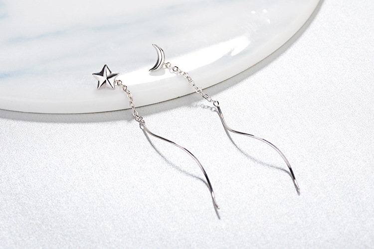 1 Paire Style Simple Star Lune Le Cuivre Boucles D'oreilles display picture 6