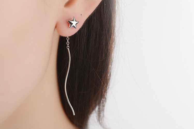 1 Pair Simple Style Star Moon Copper Drop Earrings display picture 9