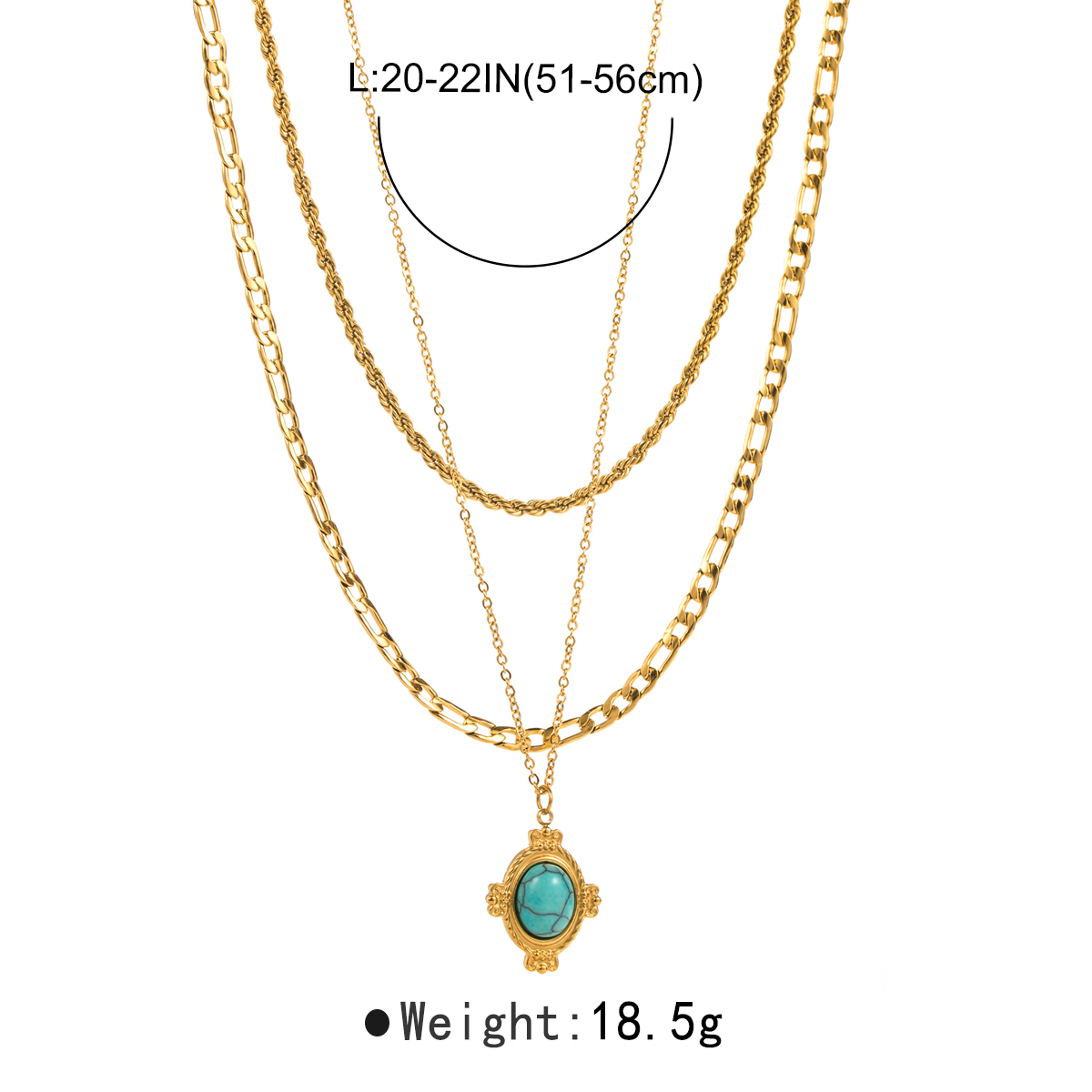 Wholesale Modern Style Simple Style Geometric Stainless Steel Inlay Turquoise Layered Necklaces display picture 6