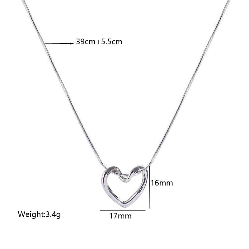 Wholesale Simple Style Heart Shape Stainless Steel Plating Hollow Out Pendant Necklace display picture 3