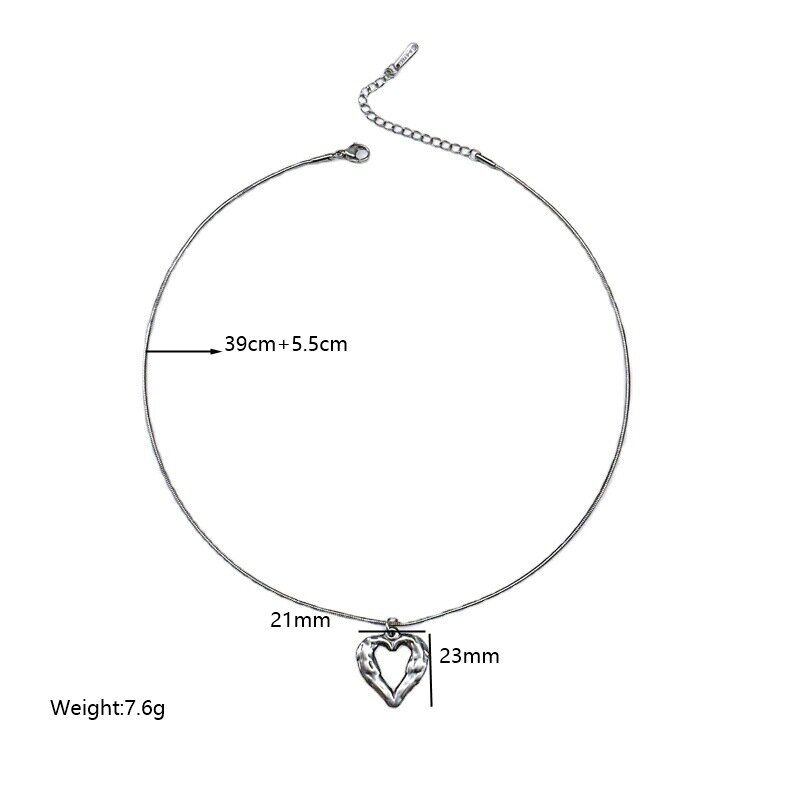 Wholesale Simple Style Heart Shape Stainless Steel Plating Hollow Out Pendant Necklace display picture 1