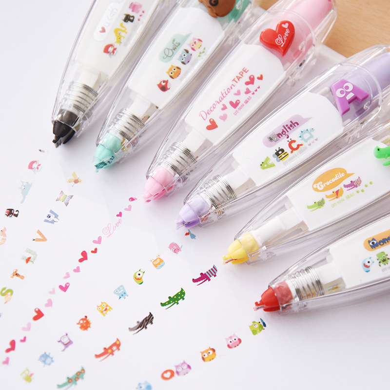 1 Set Animal Letter Plant Class School Plastic Cute Correction Tape display picture 3