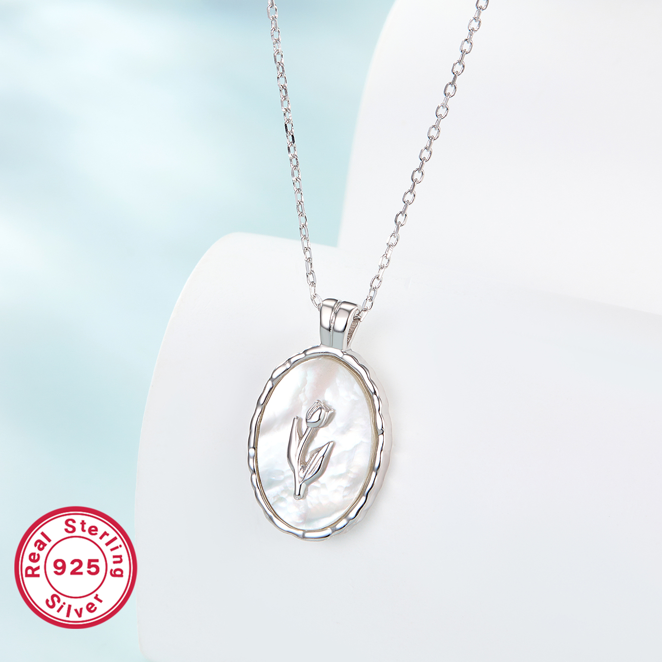 Vacation Simple Style Commute Rose Sterling Silver Plating Inlay Shell 18k Gold Plated White Gold Plated Pendant Necklace display picture 2