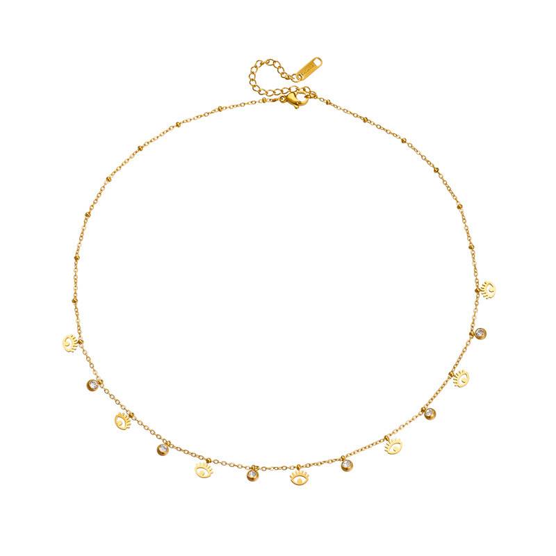 Titan Stahl 18 Karat Vergoldet Elegant Überzug Mond Herzform Schmetterling Strasssteine Halskette display picture 1