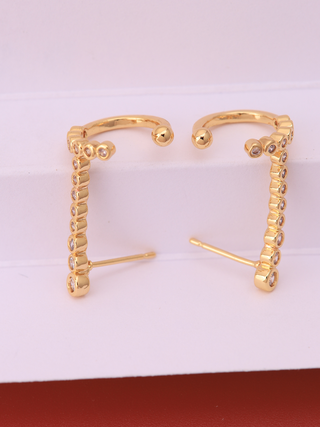 1 Pair Ig Style Geometric Plating Inlay Brass Zircon 18k Gold Plated Ear Studs display picture 2